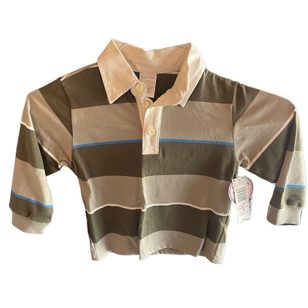 WonderKids long sleeved polo collared shirt NEW NWT 3T stripes striped